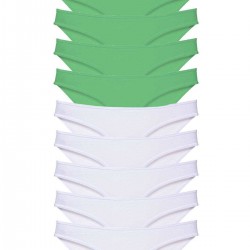 10 adet Eko Set Likralı Kadın Slip Külot Yeşil Beyaz