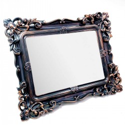 Dekoratif Eskitme İşlemeli Ayaklı Şık Ayna 29x22 cm Siyah