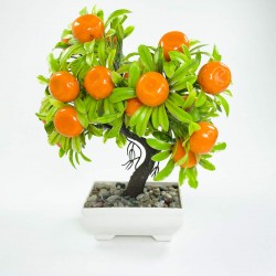 Dekor Ağaç Portakal Ağacı Saksılı Dekoratif Ağaç Biblo 24x13 cm