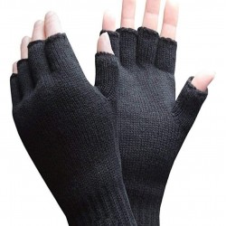 Yarım Parmak Kesik Siyah Eldiven Unisex 1 Çift Sıcak Tutan Yün Kışlık Kadın Erkek